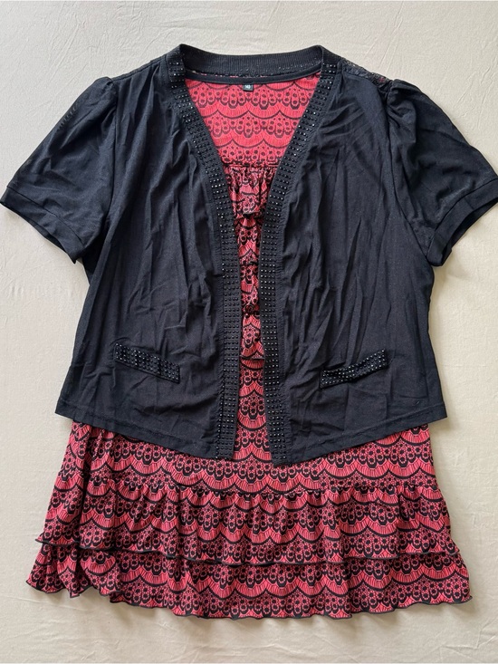 American Vintage Tops - Vintage Y2K Gothic Layered Cardigan Ruffle Top